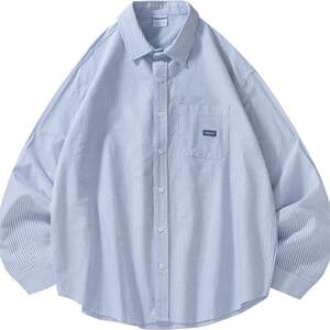 
Soda Soda Studio Spring Men's and Women's Blue Striped Shirt Japanese Youth Fashion Casual Long Sleeve Shirt