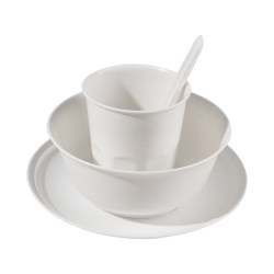 Disposable four-piece rice husk tableware set