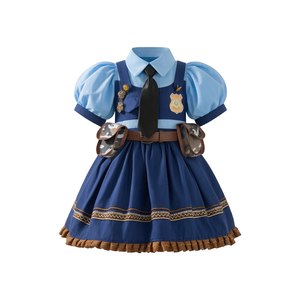 
DSCG Girls Rabbit Police Officer Judy COS Clothes Children's Zootopia Disney Birthday Princess Dress Summer