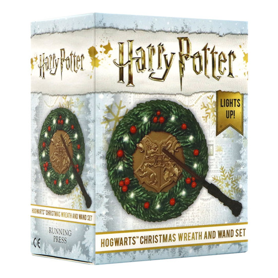 哈利波特 霍格沃茨圣诞花环和魔杖套装 亮灯 英文原版 Harry Potter: Hogwarts Christmas Wreath and Wand Set 电影周边