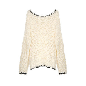 
ONMOON Autumn and Winter Off-White Round Neck Loose Sheep Wool Sweater 2025 New Lazy Pullover Warm Top for Women