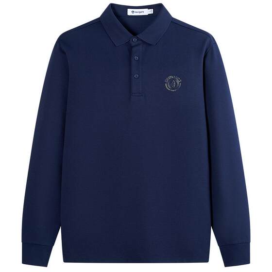 
Navigare Italian small sailboat casual fashion lapel long-sleeved T-shirt men's spring new solid color POLO shirt