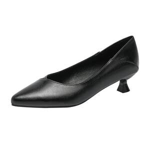 
Flight attendant soft leather shoes stiletto genuine leather low heel shoes 2026 black formal high heels professional flight attendant work shoes for women