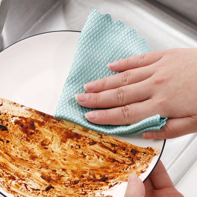 鱼鳞布抹布洗碗布懒人清洁厨房用品家用吸水不易掉毛巾擦玻璃专用