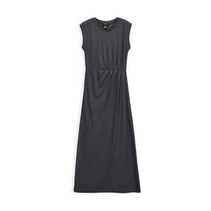 
CLUB MONACO women's rich-gold dress with high waist round neck simple temperament sleeveless long dress