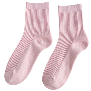 
Socks for women's middle tube socks pure cotton autumn and winter Korean cute Japanese versatile solid color long socks full cotton odor-proof women's socks