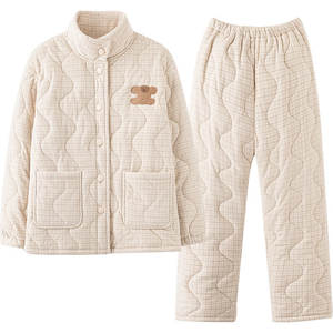 
Princess Mark couple pajamas winter coral velvet super thick and cute three-layer quilted high collar cotton jacket for men and women that can be worn outside