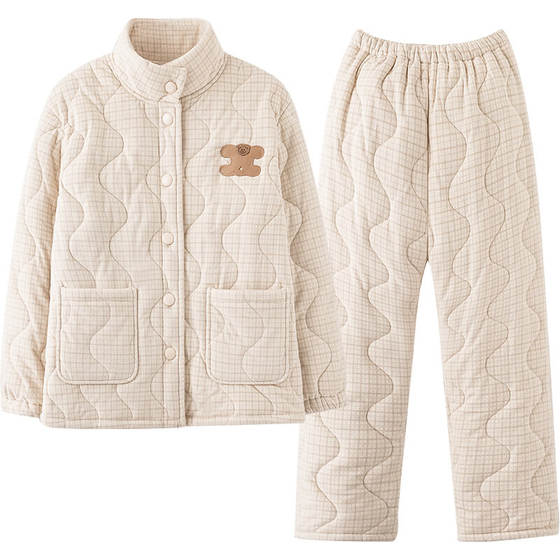 
Princess Mark couple pajamas winter coral velvet super thick and cute three-layer quilted high collar cotton jacket for men and women that can be worn outside