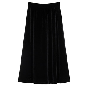 
Gold velvet skirt for women spring 2026 new high-waist drape A-line skirt retro slim velvet skirt
