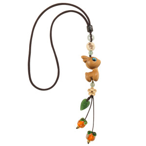 
Have a safe journey, sandalwood deer high-end car pendant car interior decoration pendant rearview mirror pendant rope