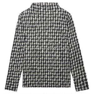 Maple Houndstooth Printed Stretch Slim Half Turtle Collar Wool Sweater Women's 2025 Winter Thin Bottoming Sweater