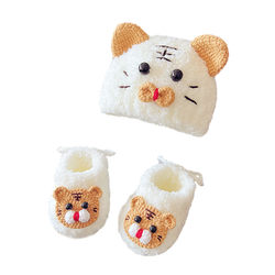 Miaomiao handmade winter plush little tiger shoe and hat set