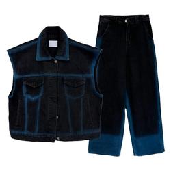 Niche Design Retro Denim Vest Suit For Men | Washed Sleeveless Jacket With Stylish Design
