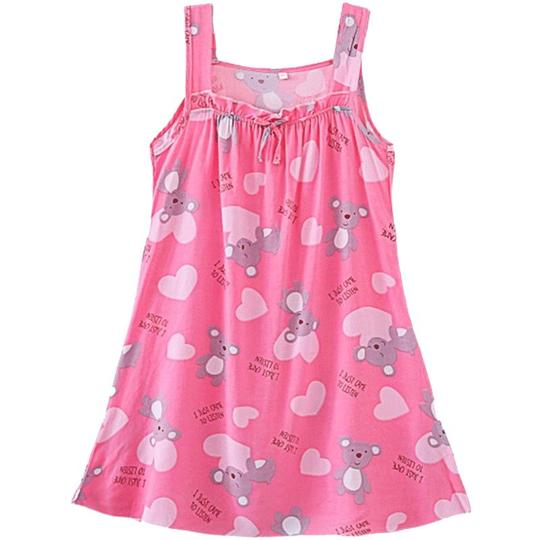 Camisón de seda de algodón para niñas, pijama de verano, vestido - Main Image