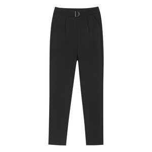 Black pants for women, spring and autumn thin nine-point pants, women's suit pants, fat mm, large size, high-waisted women's pants, slimming harem pants