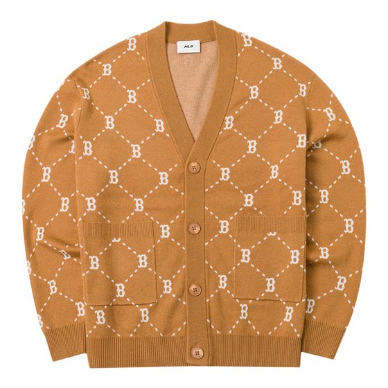 
MLB official men's and women's clothing 2026 spring new college style NY diamond presbyopia connected cardigan knitted jacket