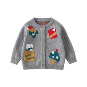
BETUS red children's sweater thickened sweater spring and autumn girls boys sweater coat pure cotton sweater S