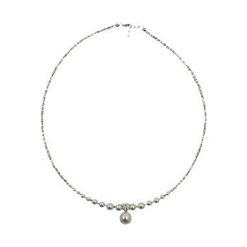 Romantic lady style ~ broken silver pearl necklace