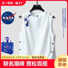 Nasa Co branded Sleeveless Tank Top for Men and Women Summer Fashion Brand Pure Cotton Fitness Sports Sweetheart Sweetheart Short Sleeve T-shirt Underlay