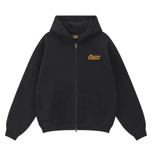 Drew美式简约字母印花连帽拉链开衫卫衣男女情侣宽松高街潮牌外套