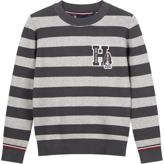 
Hush Puppies children's clothing boys striped sweater spring and autumn new bottoming shirt baby warm children's pullover knitted sweater