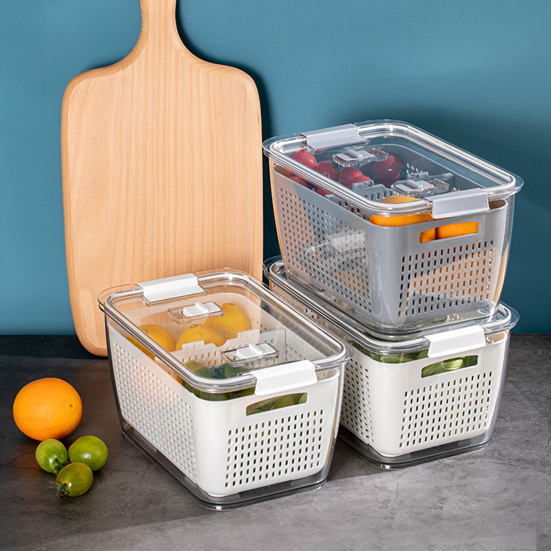 日本洗菜盆沥水篮双层多功能塑料洗水果蔬菜家用厨房冰箱收纳盒