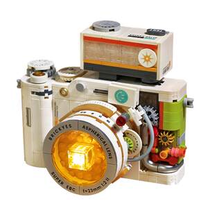 
Camera building blocks classic retro vintage photo film camera assembly ornaments for women trendy toys boy birthday gift