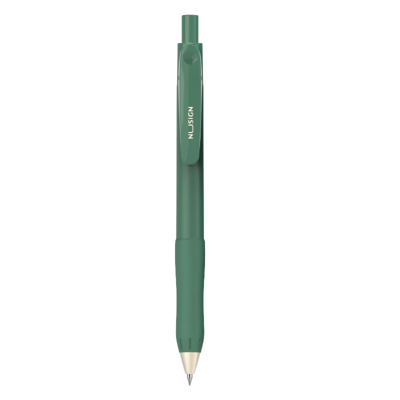 得力纽赛NS576臻顺滑按动中性笔0.5mm子弹头学生备考刷题简约黑色水笔高 