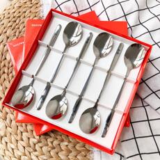 Набор столовых приборов 红红火火！盒装6个。一体成型光亮如镜倒影透亮家用304不锈钢勺子