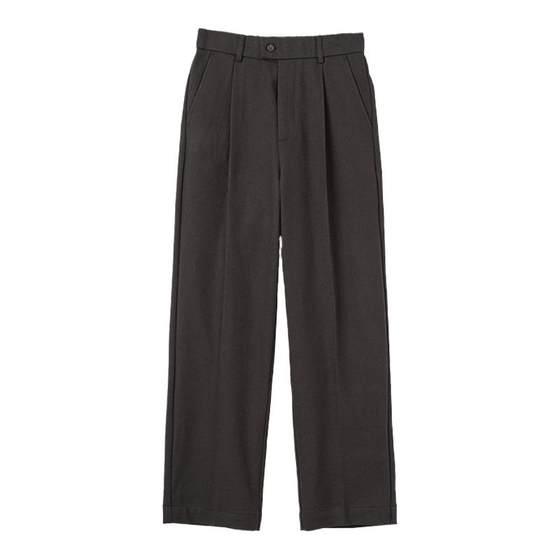 
Eli [Vic Black Beach] double yarn mixed color anti-wrinkle brushed retro relaxed feeling casual straight thick trousers