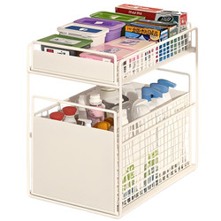 Special pull basket for storage of sink rack under bathroom cabinet