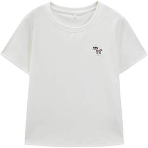 
IEF/Aiyifu [Small Man] 2026 Summer New Arrival Round Neck T-shirt Women's Short Sleeve Embroidered Slim Top