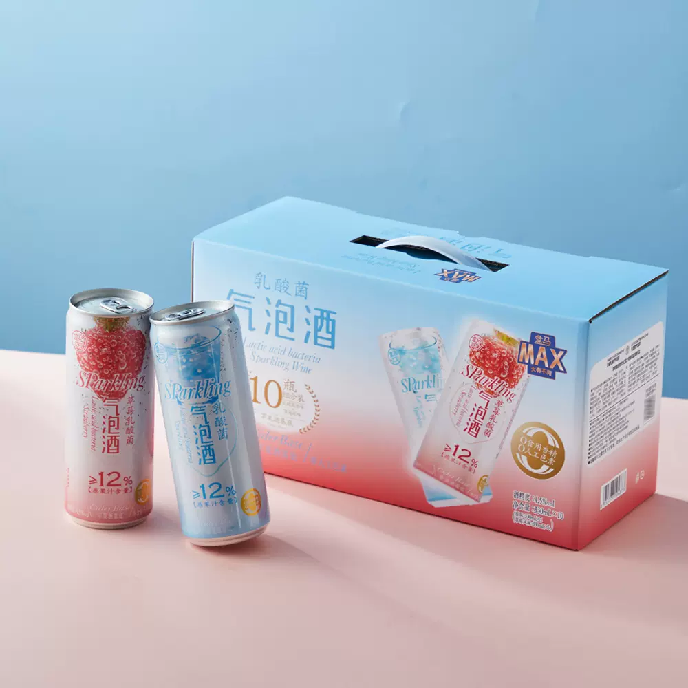 盒马max 乳酸菌气泡酒 330ml*10罐原味*5草莓口味*5