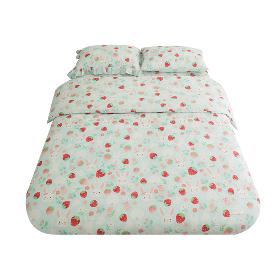 Strawberry milk candy rabbit original animal single piece bedding made of pure cotton double-layer gauze bed sheets, duvet covers, bed sheets, pillowcases, bedroom