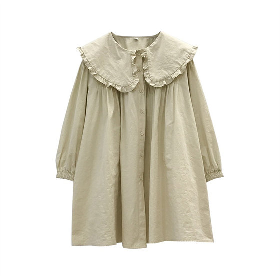 Nuochu maternity dress, pregnancy doll collar shirt, spring suit, new style suit, vest top, doll shirt, spring and autumn shirt