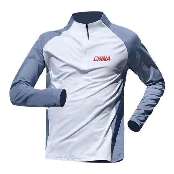 Semi -zipper training suit running dry jacket sports long -sleeved T -shirt fitness top, track and field sports ride jacket man