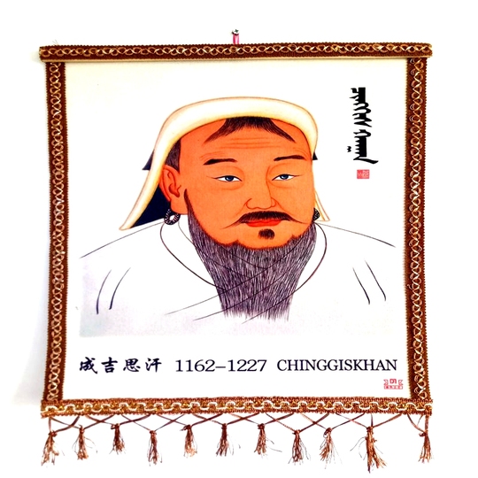 モンゴルフェルト チンギスハーンの絵画 - ウールフェルトの壁飾り