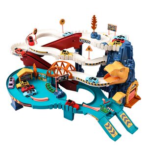 
Rail car toy dinosaur winding mountain road small train car parking lot children's puzzle 3 to 6 years old boy baby