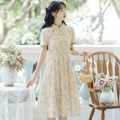 taobao agent Cheongsam, Hanfu, summer lightweight dress, flowered, 2023 collection, Chinese style