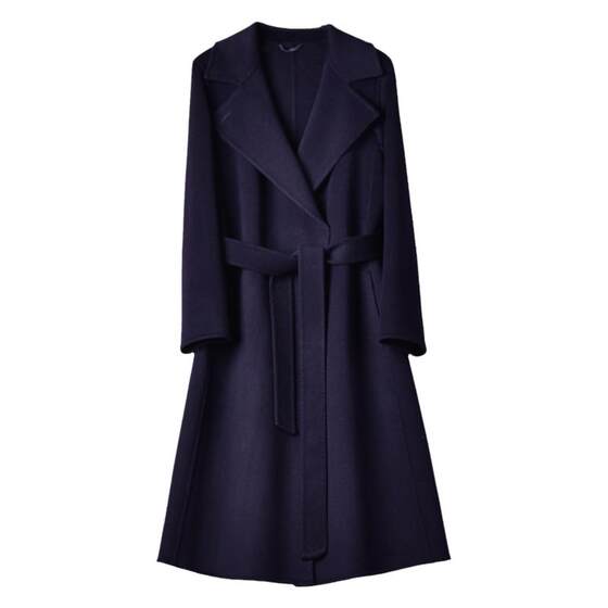 
Zaixi 2025 autumn and winter new double-sided wool wool coat for women mid-length navy blue high-end temperament wool coat