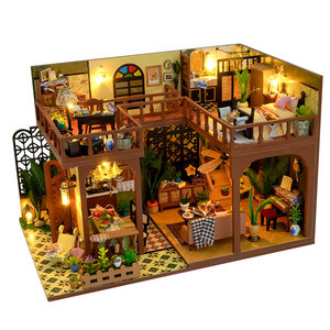 
diy cabin hand-assembled building block puzzle miniature scene house villa model toys birthday gift ornaments