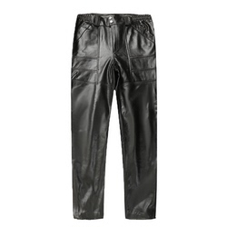Genuine Leather Pants For Middle-aged And Elderly Men, First-layer Cowhide, High-waisted, Loose Motorcycle Windshield Trousers, Autumn And Winter Oil-proof Warm Pants