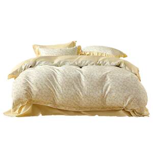 
Mercury Home Textiles Cotton Double-layer Yarn Four-piece Set for Naked Sleeping Class A Pure Cotton Set Printed Quilt Set Sheets Bedding