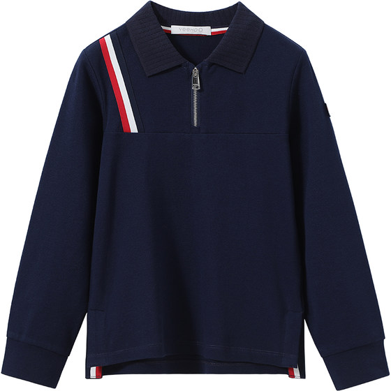 
British boys' long-sleeved POLO shirt 2026 spring new children's lapel T-shirt boy's handsome British style top