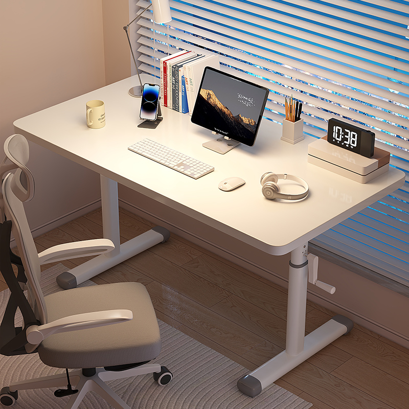 手摇升降桌子电脑桌家用卧室学习书桌写字桌简易办公桌工作台