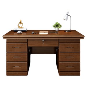 
Log solid wood one meter office computer desk single desktop single drawer lock Chinese home desk writing desk