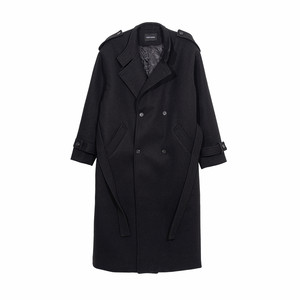 Hualun winter thickened woolen coat men's mid-length woolen coat men's Korean style double-breasted quilted coat