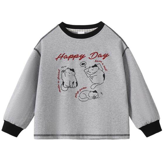 
Ueki boys' T-shirt 2026 spring new style medium and large children's round neck printed casual long-sleeved tops children's T-shirts children's clothing