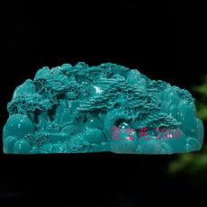 Ювелирные камни 绿松石步步高升山水石料摆件玉石家居镇宅工艺品办公室珠宝摆件