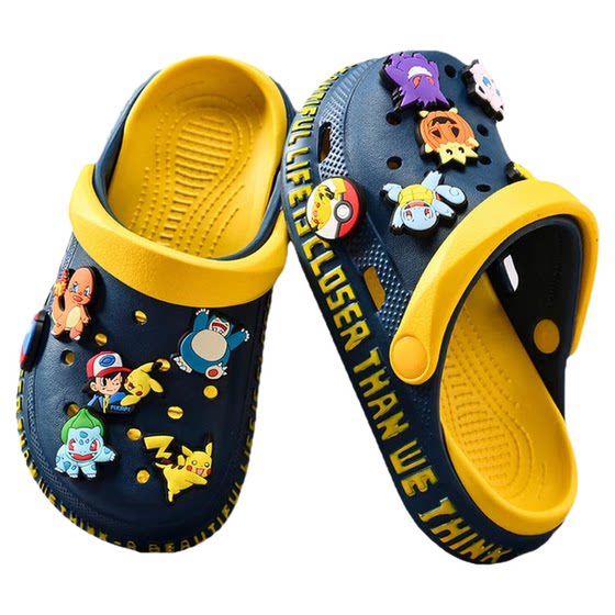 
Boys' hole shoes children's slippers summer Pokémon new baby sandals non-slip soft sole girls' beach shoes